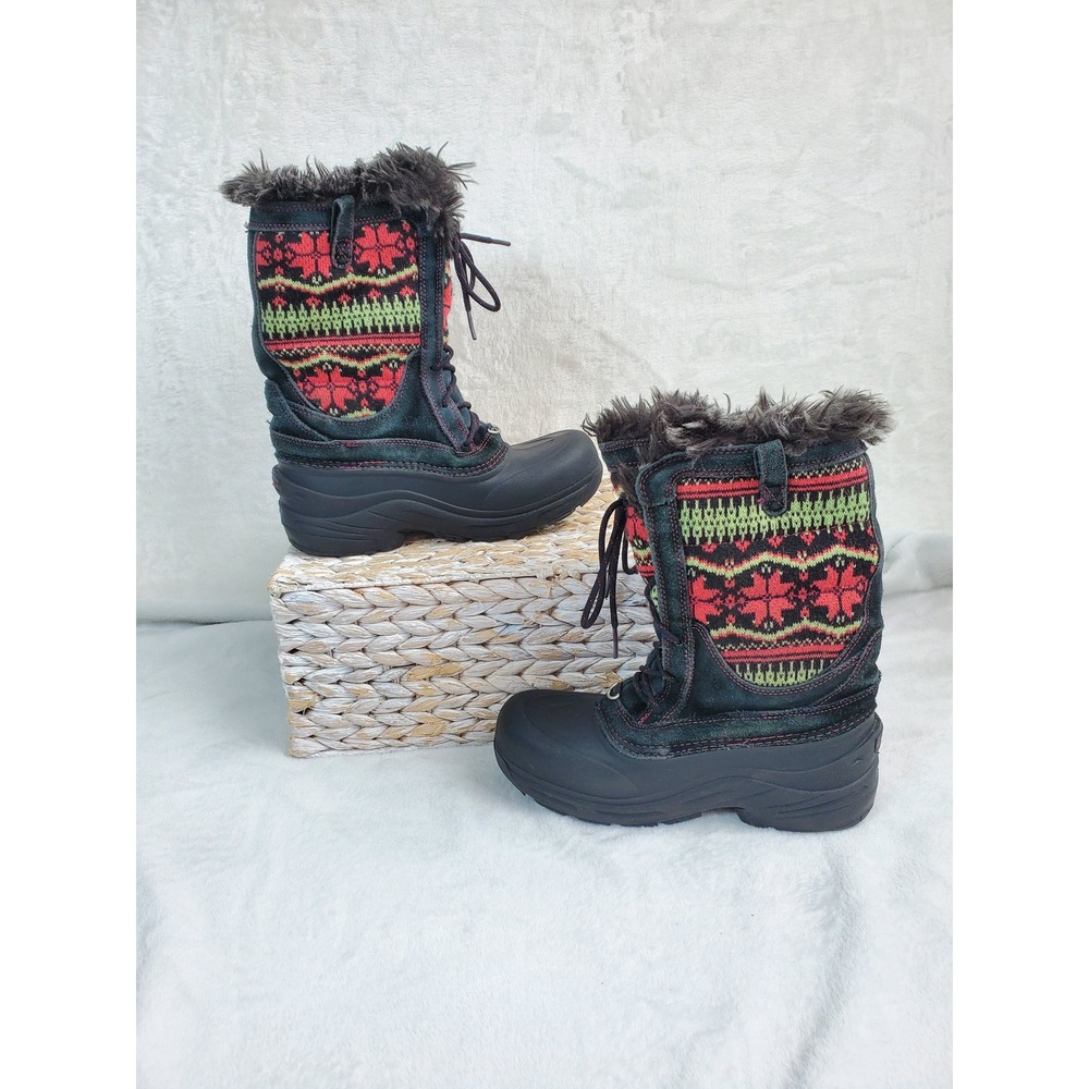 The North Face Heatseeker Fair Isle Winter Boots Faux Fur Apres Ski Nordic 7.5